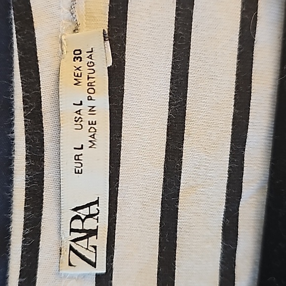 Zara striped short-sleeve top fringe hem - Picture 4 of 5